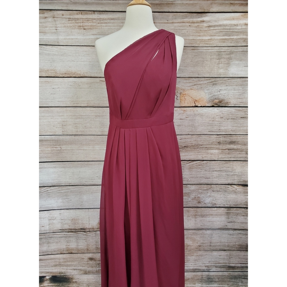 Davids Bridal One-Shoulder Crinkle Chiffon Dress